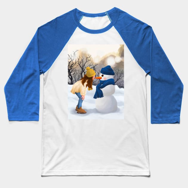 Dabbing Snowman T Shirt Christmas Baseball T-Shirt by medhat